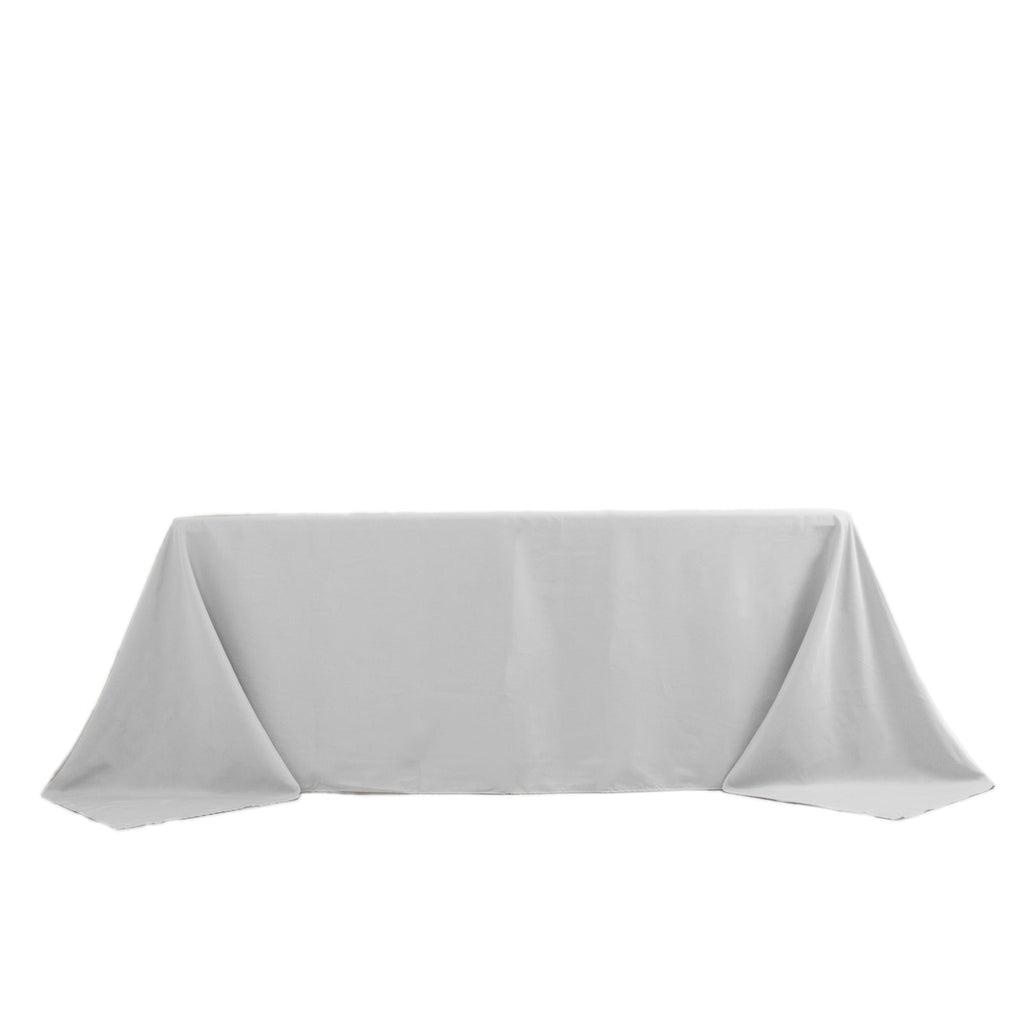 Premium Polyester 90"x132" Rectangle Tablecloth Silver - Seamless 220GSM Stain - Resistant Table Cover - Bell Racket Store