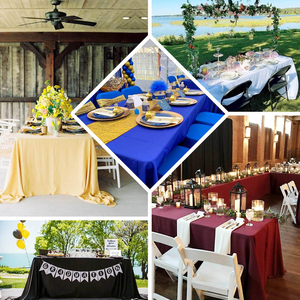 Premium Polyester 90"x132" Rectangle Tablecloth Silver - Seamless 220GSM Stain - Resistant Table Cover - Bell Racket Store