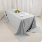 Premium Polyester 90"x132" Rectangle Tablecloth Silver - Seamless 220GSM Stain - Resistant Table Cover - Bell Racket Store
