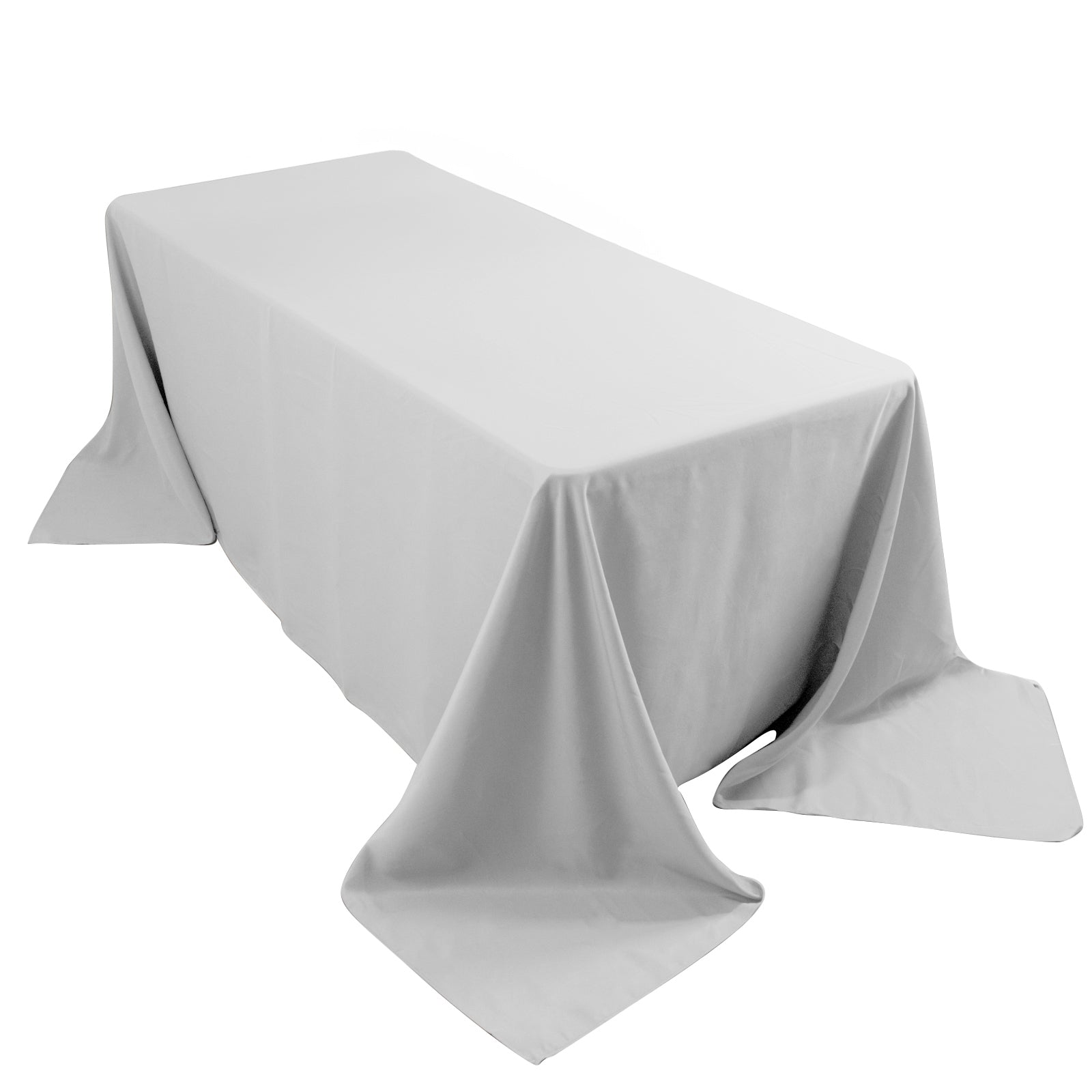 Premium Polyester 90"x132" Rectangle Tablecloth Silver - Seamless 220GSM Stain - Resistant Table Cover - Bell Racket Store