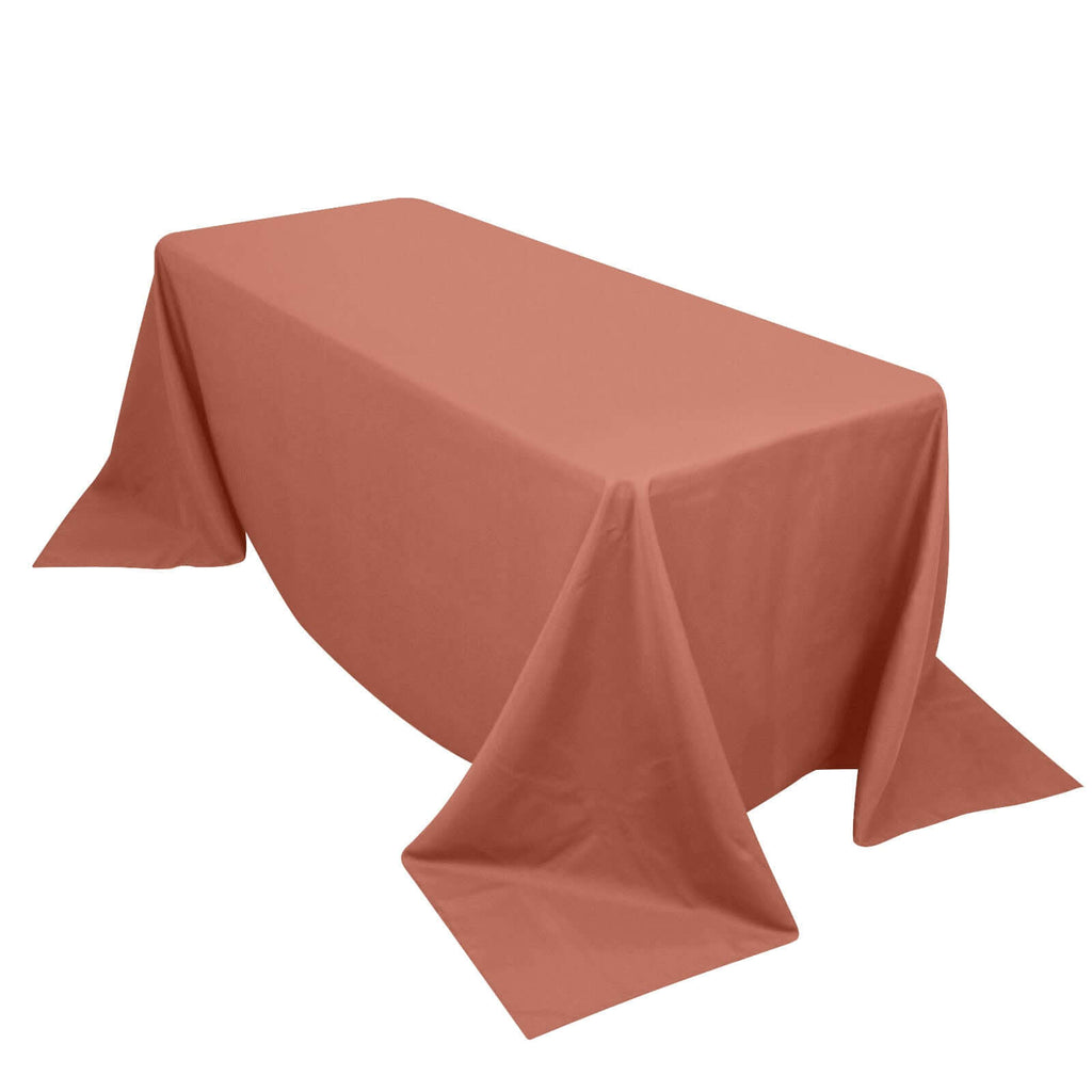 Premium Polyester 90"x132" Rectangle Tablecloth Terracotta (Rust) - Seamless 220GSM Stain-Resistant Table Cover