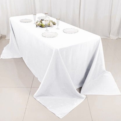Premium Polyester 90"x132" Rectangle Tablecloth White - Seamless 220GSM Stain - Resistant Design for Luxurious Events - NestOCart