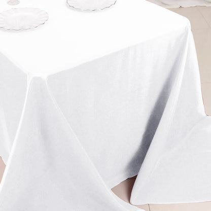 Premium Polyester 90"x132" Rectangle Tablecloth White - Seamless 220GSM Stain - Resistant Design for Luxurious Events - NestOCart