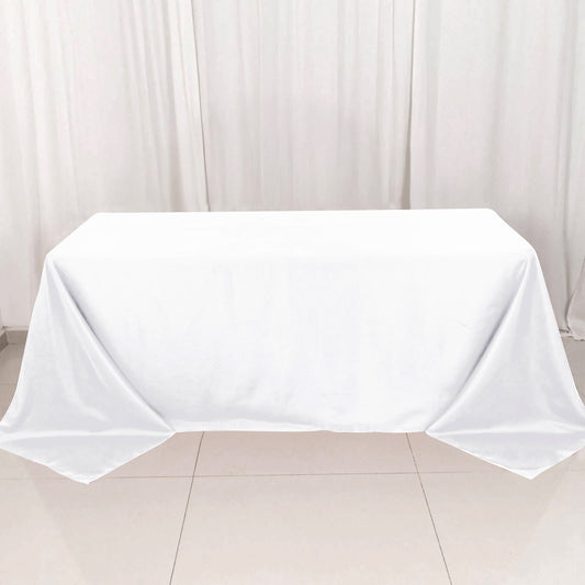 Premium Polyester 90"x132" Rectangle Tablecloth White - Seamless 220GSM Stain - Resistant Design for Luxurious Events - NestOCart