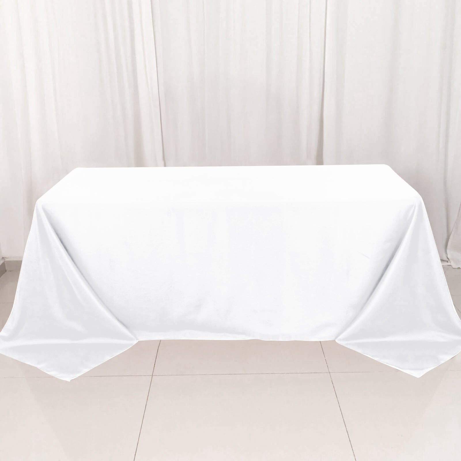 Premium Polyester 90"x132" Rectangle Tablecloth White - Seamless 220GSM Stain - Resistant Design for Luxurious Events - NestOCart