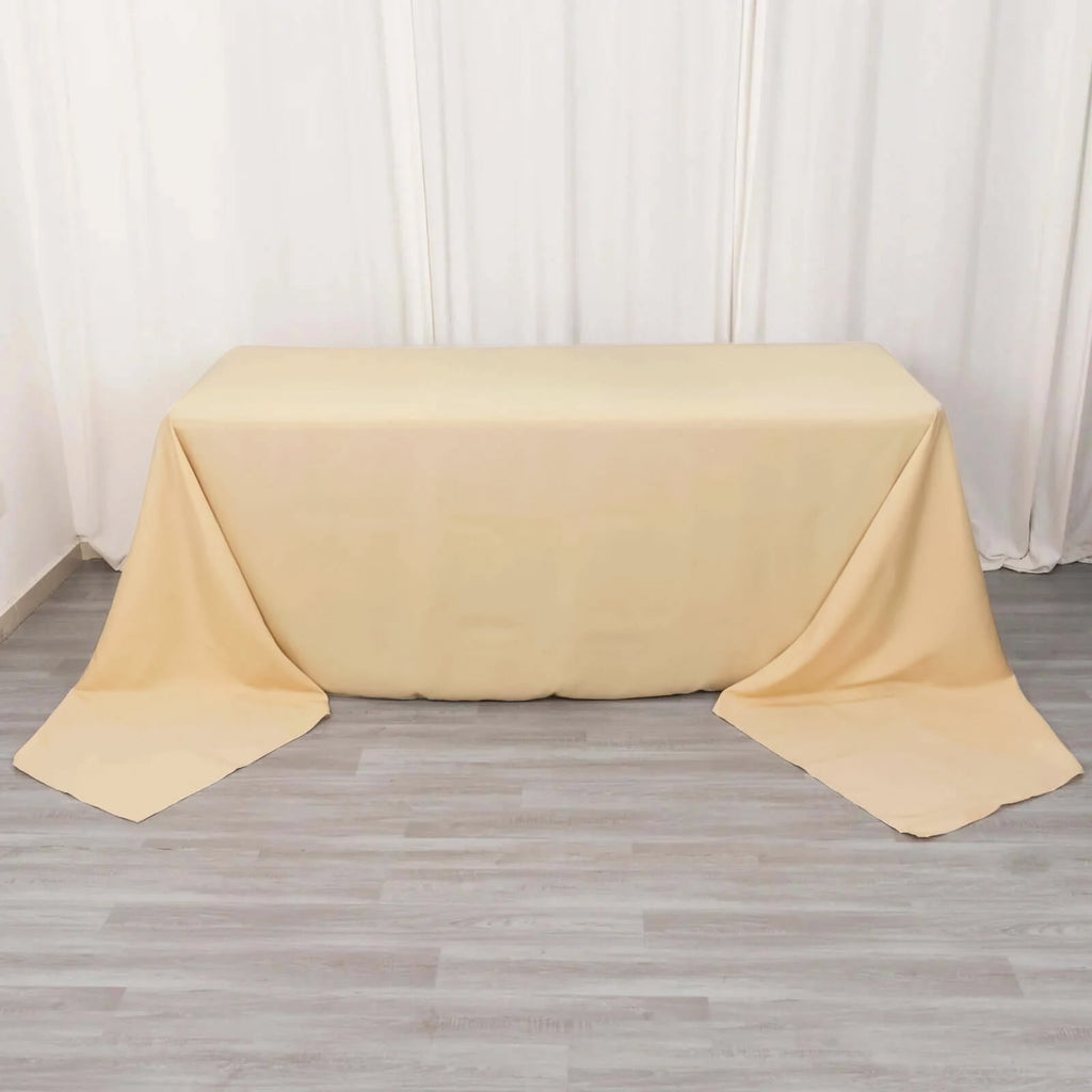 Premium Polyester 90"x156" Rectangle Tablecloth Beige - Seamless 220GSM Stain - Resistant Table Cover - Bell Racket Store