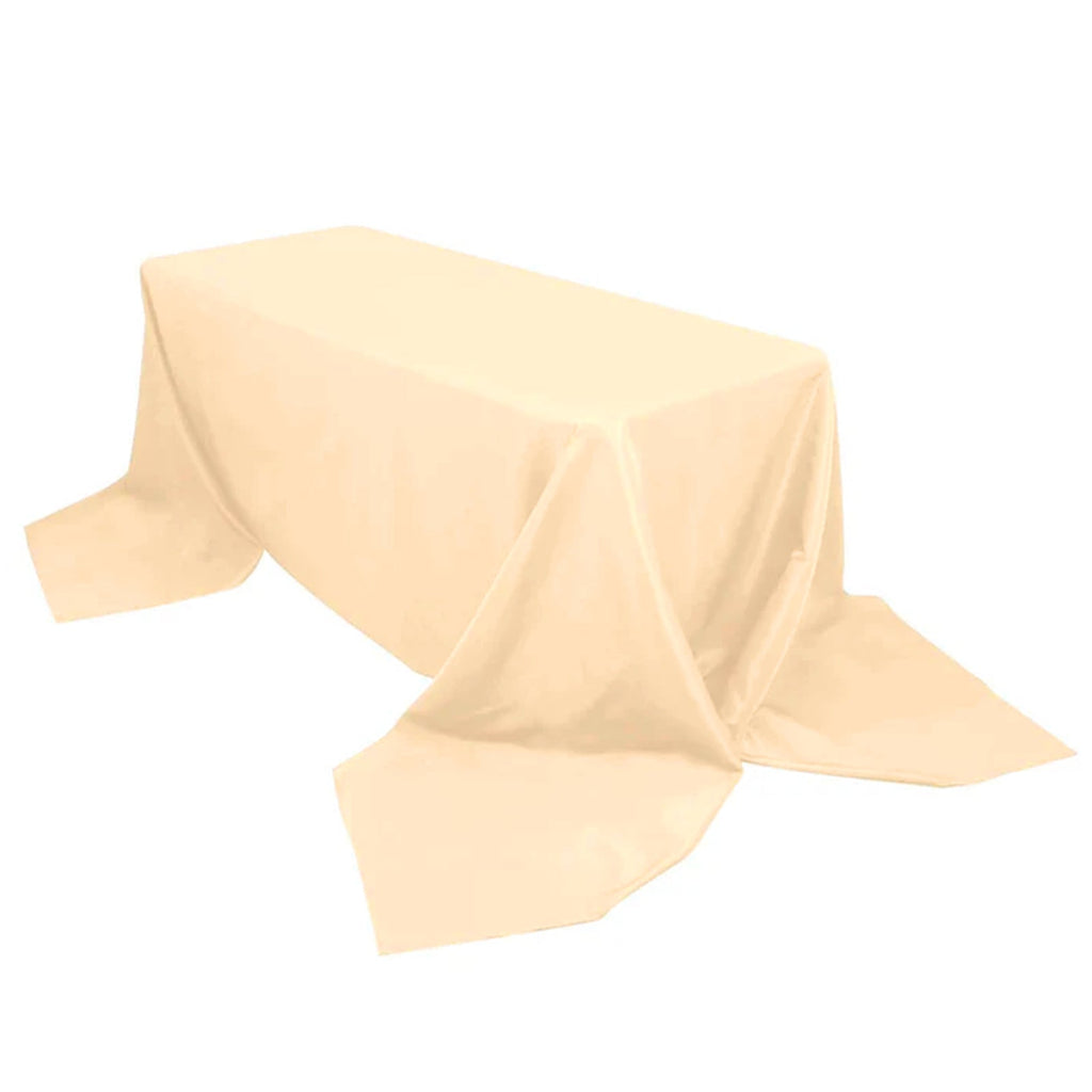 Premium Polyester 90"x156" Rectangle Tablecloth Beige - Seamless 220GSM Stain - Resistant Table Cover - Bell Racket Store