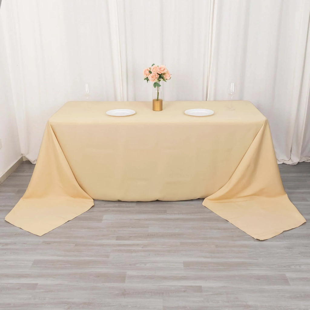 Premium Polyester 90"x156" Rectangle Tablecloth Beige - Seamless 220GSM Stain - Resistant Table Cover - Bell Racket Store