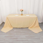 Premium Polyester 90"x156" Rectangle Tablecloth Beige - Seamless 220GSM Stain - Resistant Table Cover - Bell Racket Store