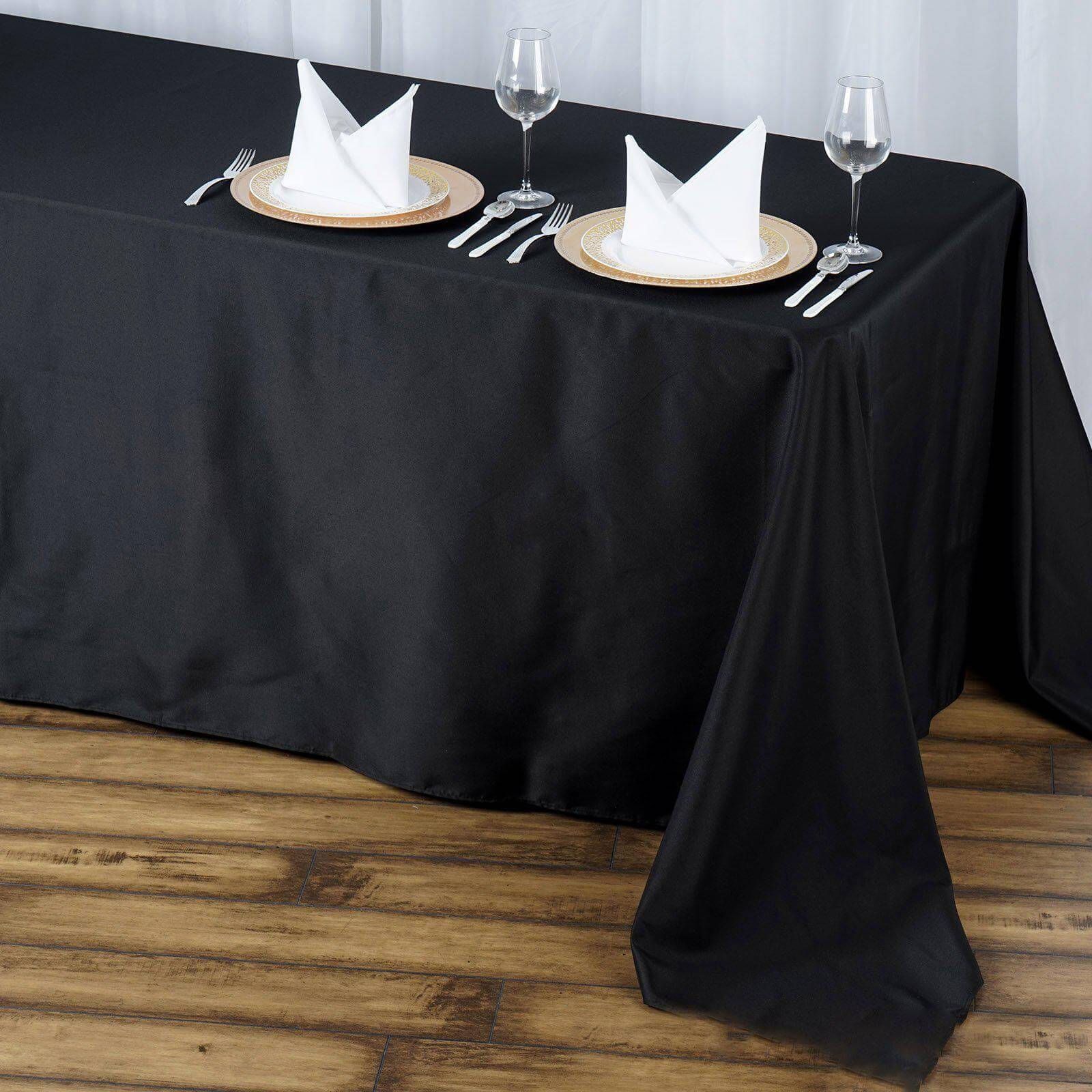 Premium Polyester 90"x156" Rectangle Tablecloth Black - Seamless 220GSM Stain - Resistant Design for Classy Events - NestOCart