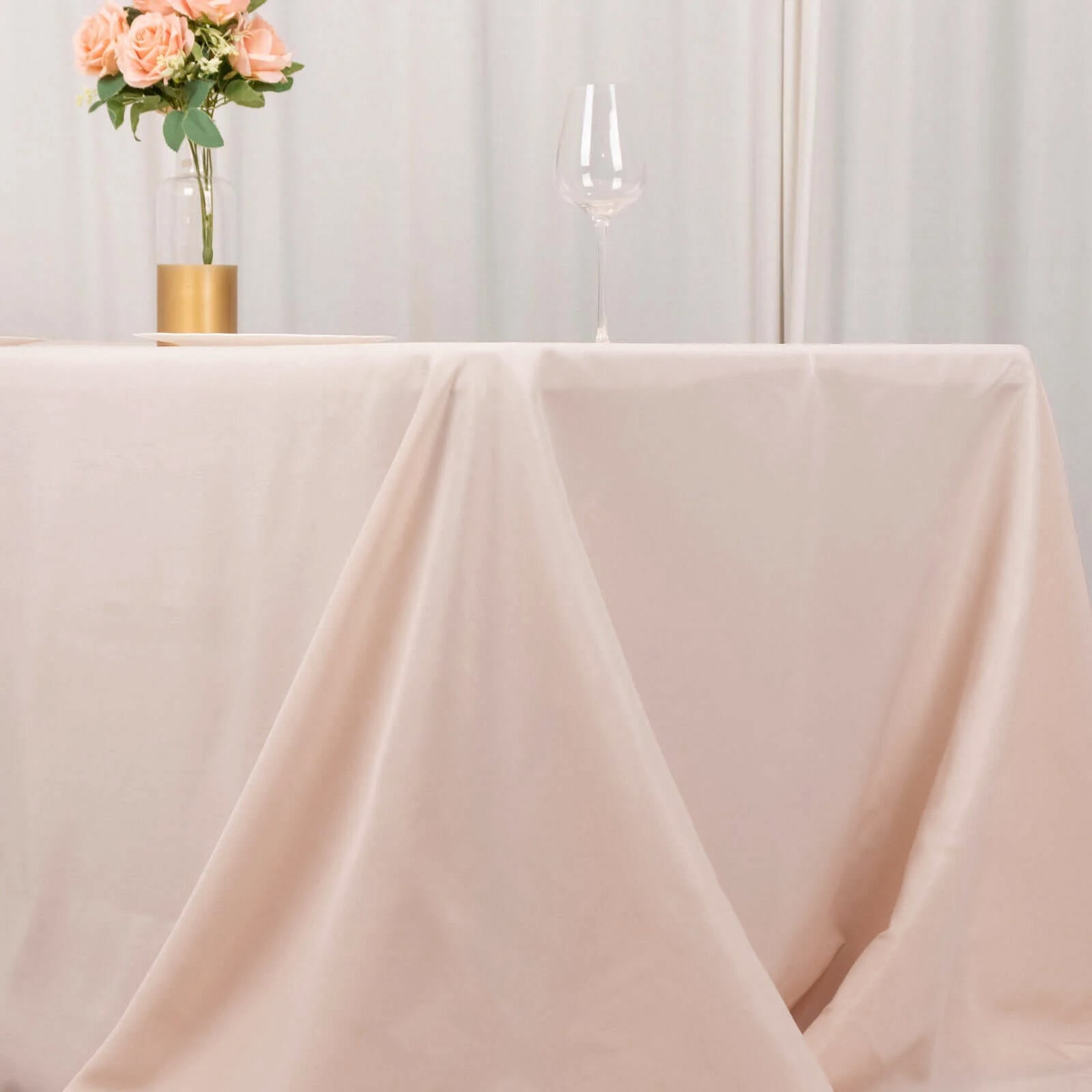 Premium Polyester 90"x156" Rectangle Tablecloth Blush - Seamless 220GSM Stain - Resistant Table Cover - Bell Racket Store
