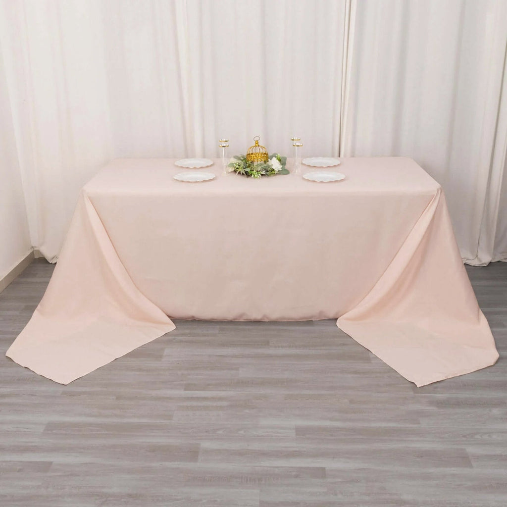 Premium Polyester 90"x156" Rectangle Tablecloth Blush - Seamless 220GSM Stain - Resistant Table Cover - Bell Racket Store