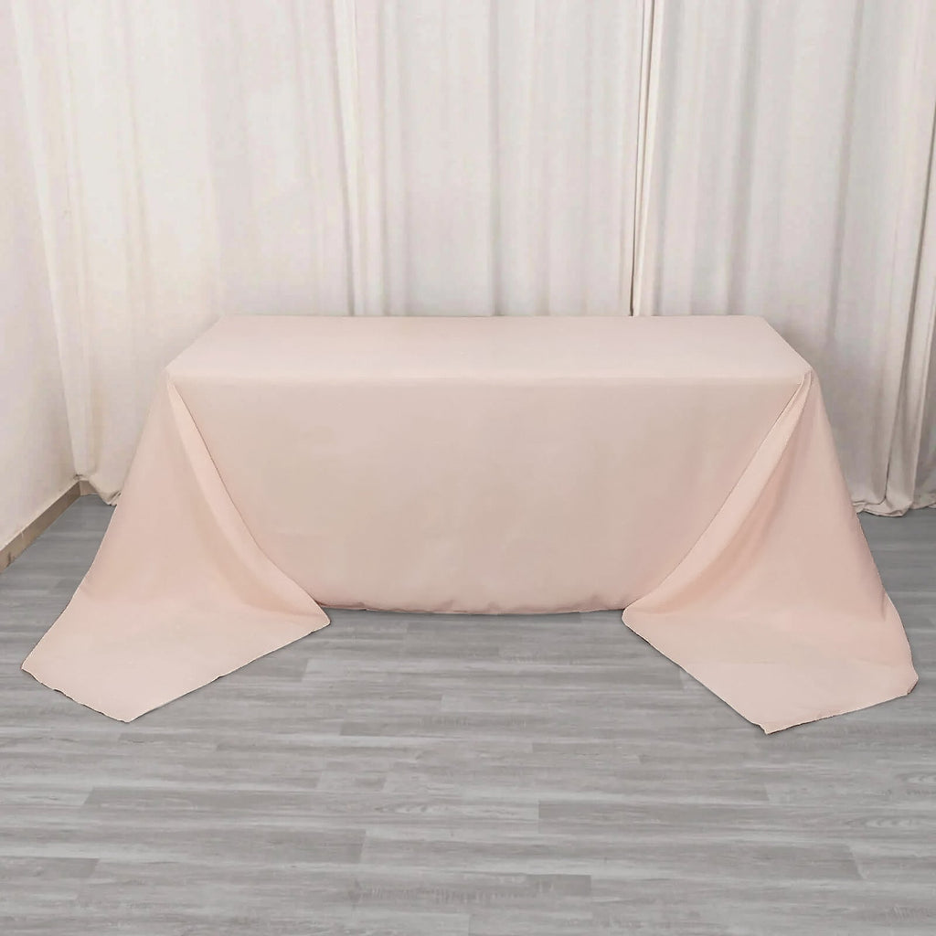 Premium Polyester 90"x156" Rectangle Tablecloth Blush - Seamless 220GSM Stain - Resistant Table Cover - Bell Racket Store