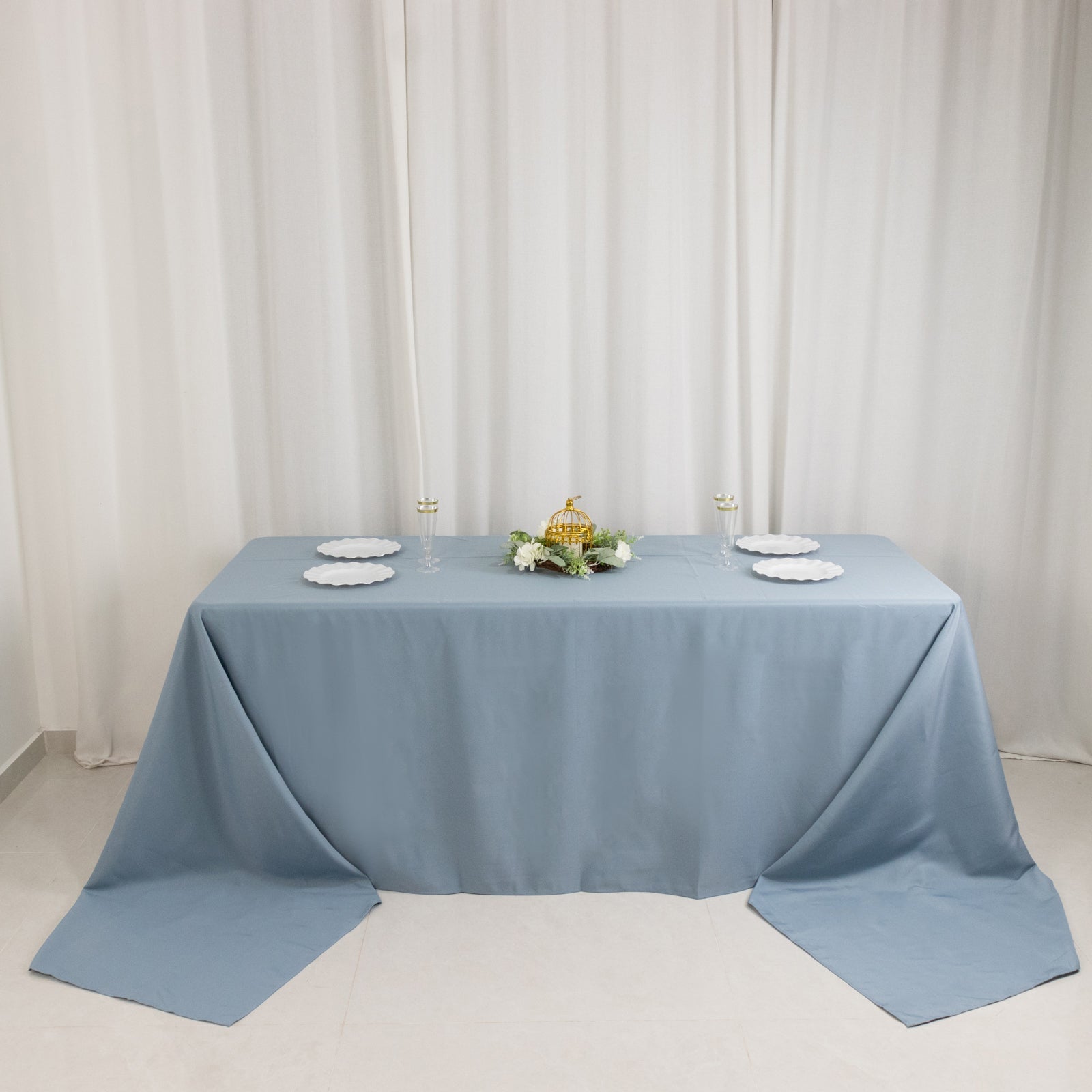 Premium Polyester 90"x156" Rectangle Tablecloth Dusty Blue - Seamless 220GSM Stain - Resistant Table Cover - Bell Racket Store
