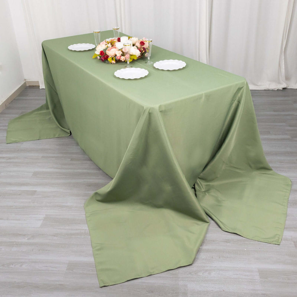 Premium Polyester 90"x156" Rectangle Tablecloth Dusty Sage Green - Seamless 220GSM Stain - Resistant Table Cover - Bell Racket Store