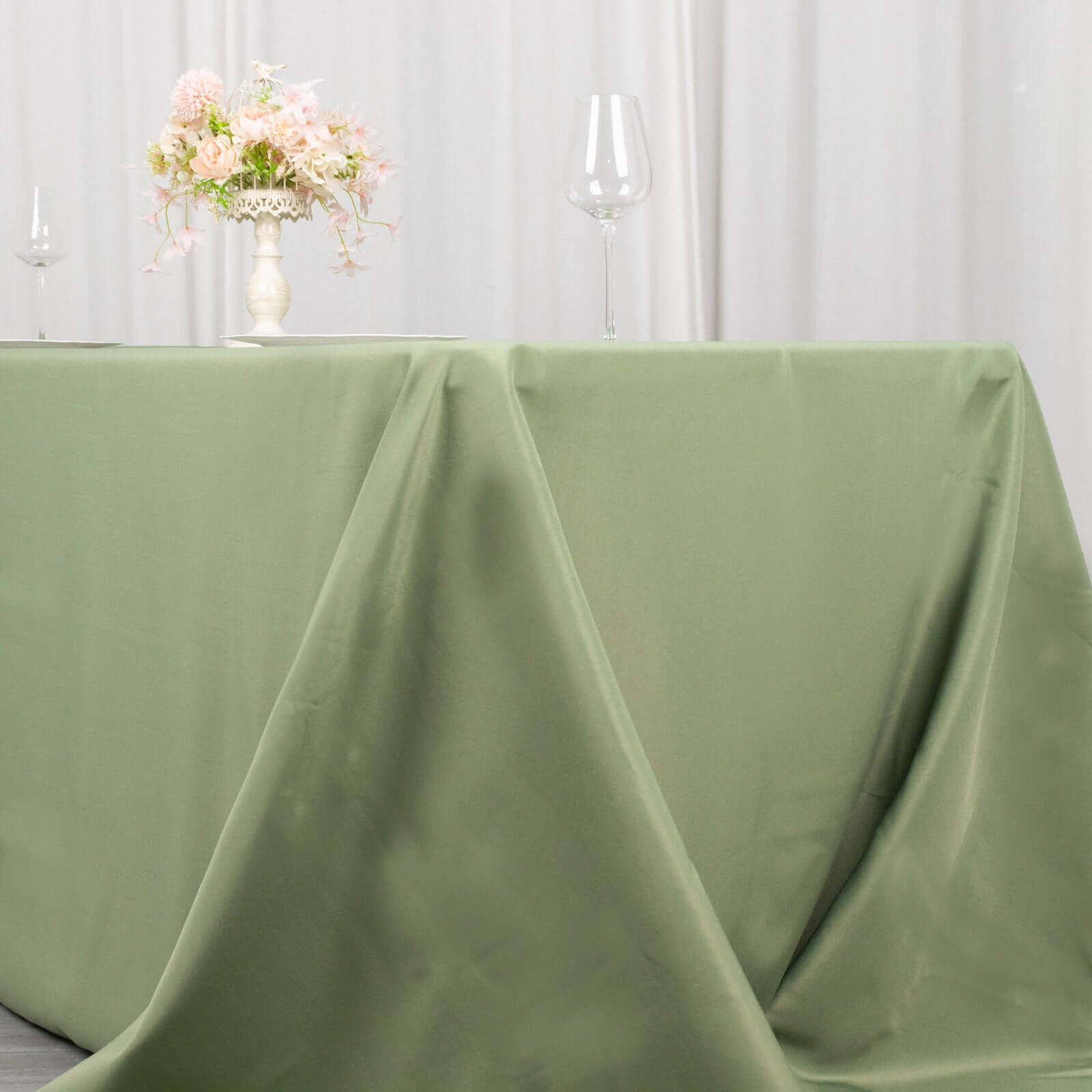 Premium Polyester 90"x156" Rectangle Tablecloth Dusty Sage Green - Seamless 220GSM Stain - Resistant Table Cover - Bell Racket Store