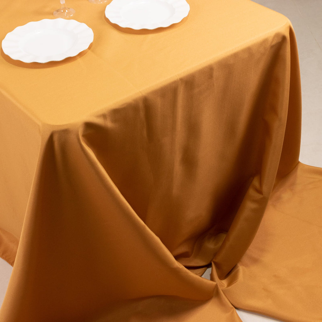 Premium Polyester 90"x156" Rectangle Tablecloth Gold - Seamless 220GSM Stain - Resistant Design for Classy Events - Bell Racket Store