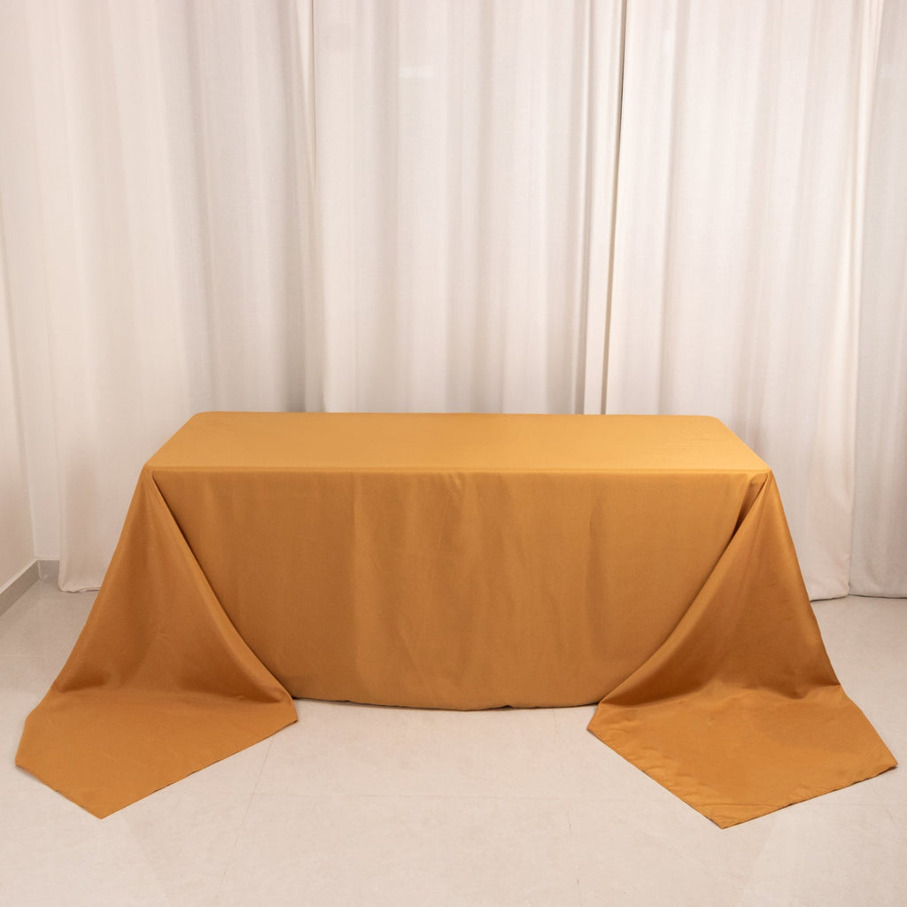Premium Polyester 90"x156" Rectangle Tablecloth Gold - Seamless 220GSM Stain - Resistant Design for Classy Events - Bell Racket Store