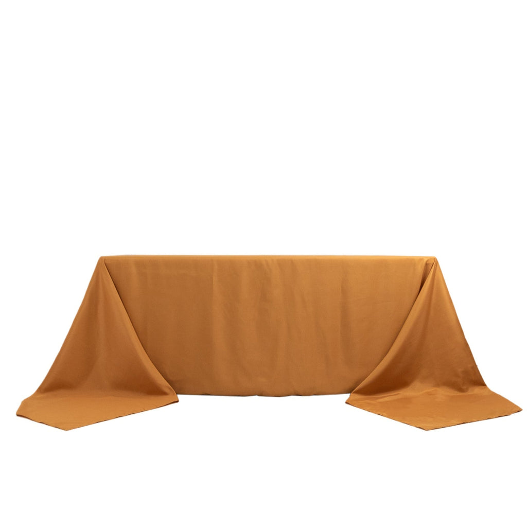 Premium Polyester 90"x156" Rectangle Tablecloth Gold - Seamless 220GSM Stain - Resistant Design for Classy Events - Bell Racket Store