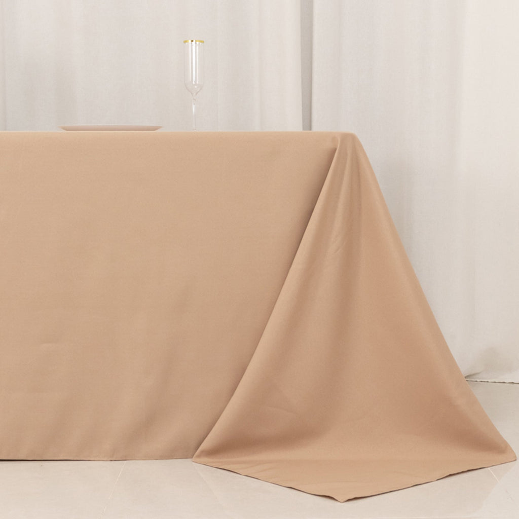 Premium Polyester 90"x156" Rectangle Tablecloth Nude - Seamless 220GSM Stain - Resistant Table Cover - Bell Racket Store