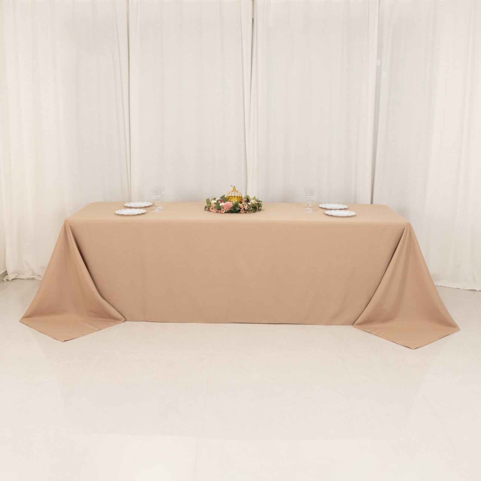 Premium Polyester 90"x156" Rectangle Tablecloth Nude - Seamless 220GSM Stain - Resistant Table Cover - Bell Racket Store