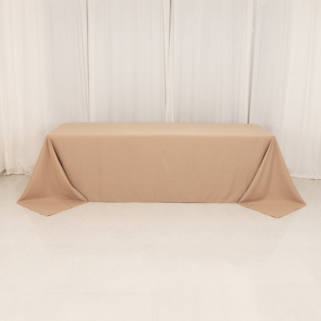 Premium Polyester 90"x156" Rectangle Tablecloth Nude - Seamless 220GSM Stain - Resistant Table Cover - Bell Racket Store