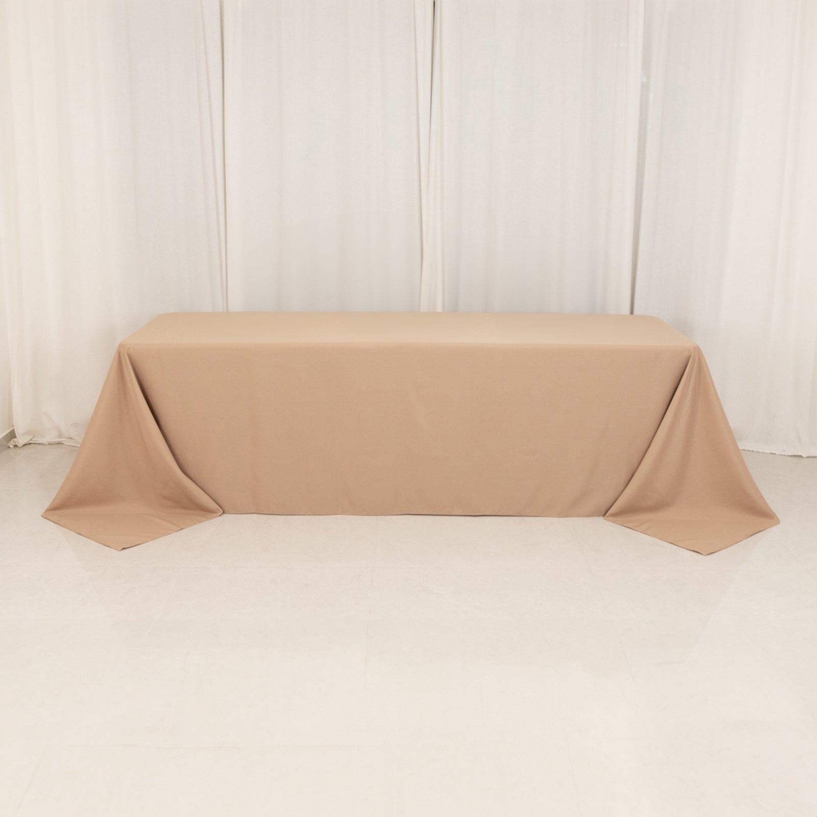 Premium Polyester 90"x156" Rectangle Tablecloth Nude - Seamless 220GSM Stain - Resistant Table Cover - Bell Racket Store