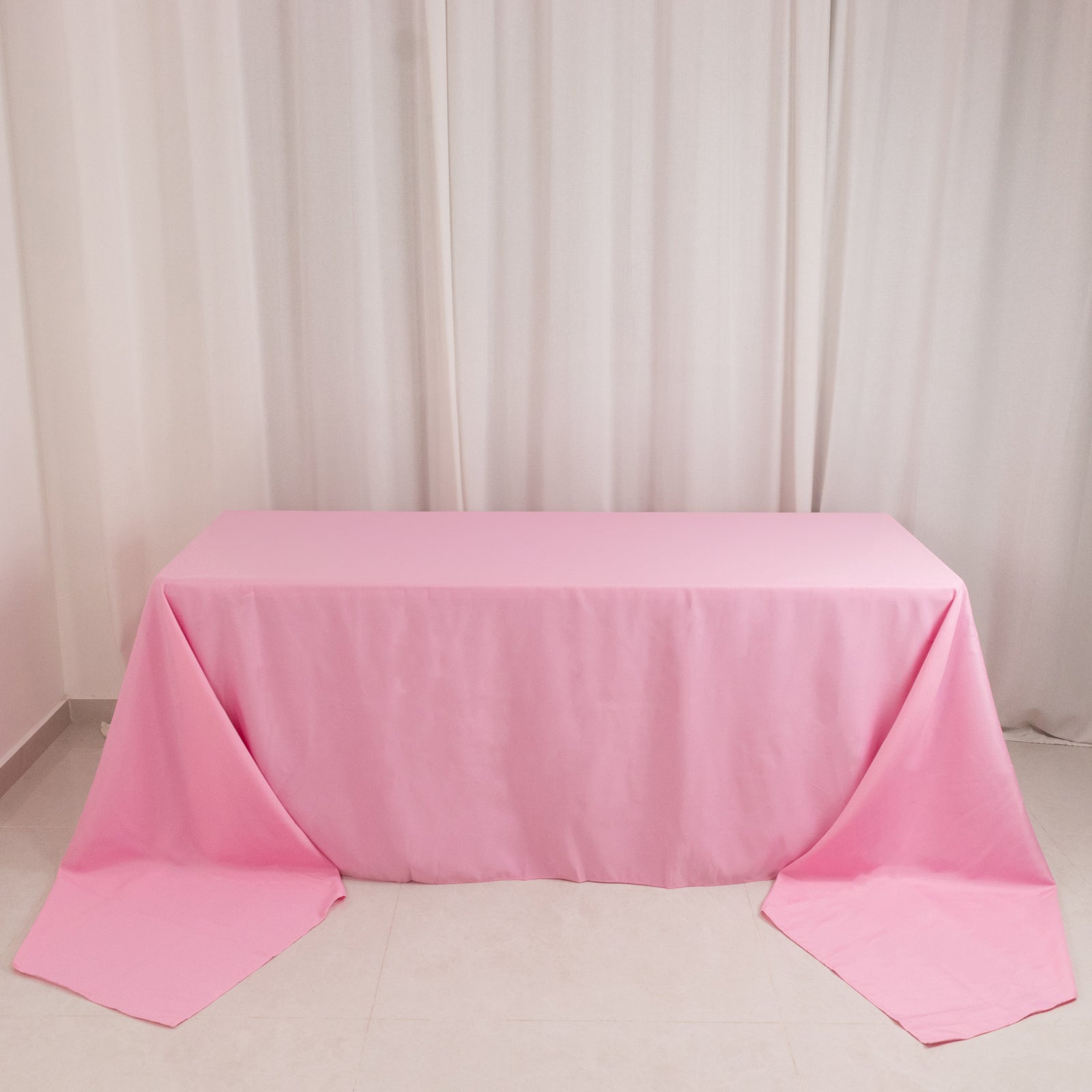 Premium Polyester 90"x156" Rectangle Tablecloth Pink - Seamless 220GSM Stain - Resistant Table Cover - Bell Racket Store