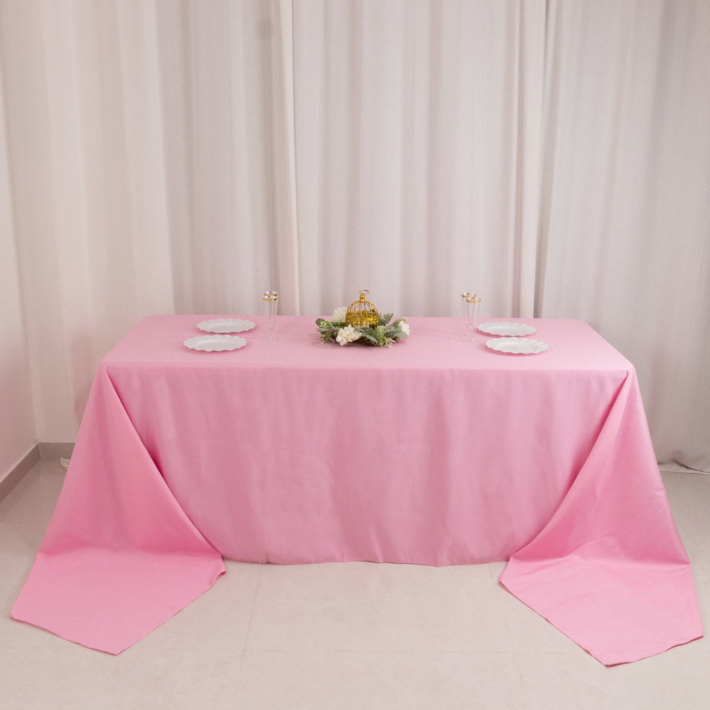 Premium Polyester 90"x156" Rectangle Tablecloth Pink - Seamless 220GSM Stain - Resistant Table Cover - Bell Racket Store