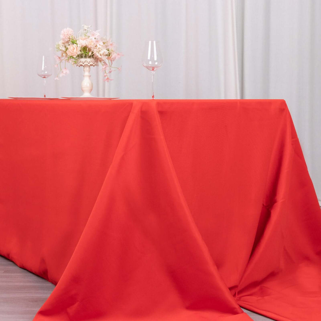 Premium Polyester 90"x156" Rectangle Tablecloth Red - Seamless 220GSM Stain - Resistant Table Cover - Bell Racket Store