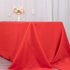 Premium Polyester 90"x156" Rectangle Tablecloth Red - Seamless 220GSM Stain - Resistant Table Cover - Bell Racket Store
