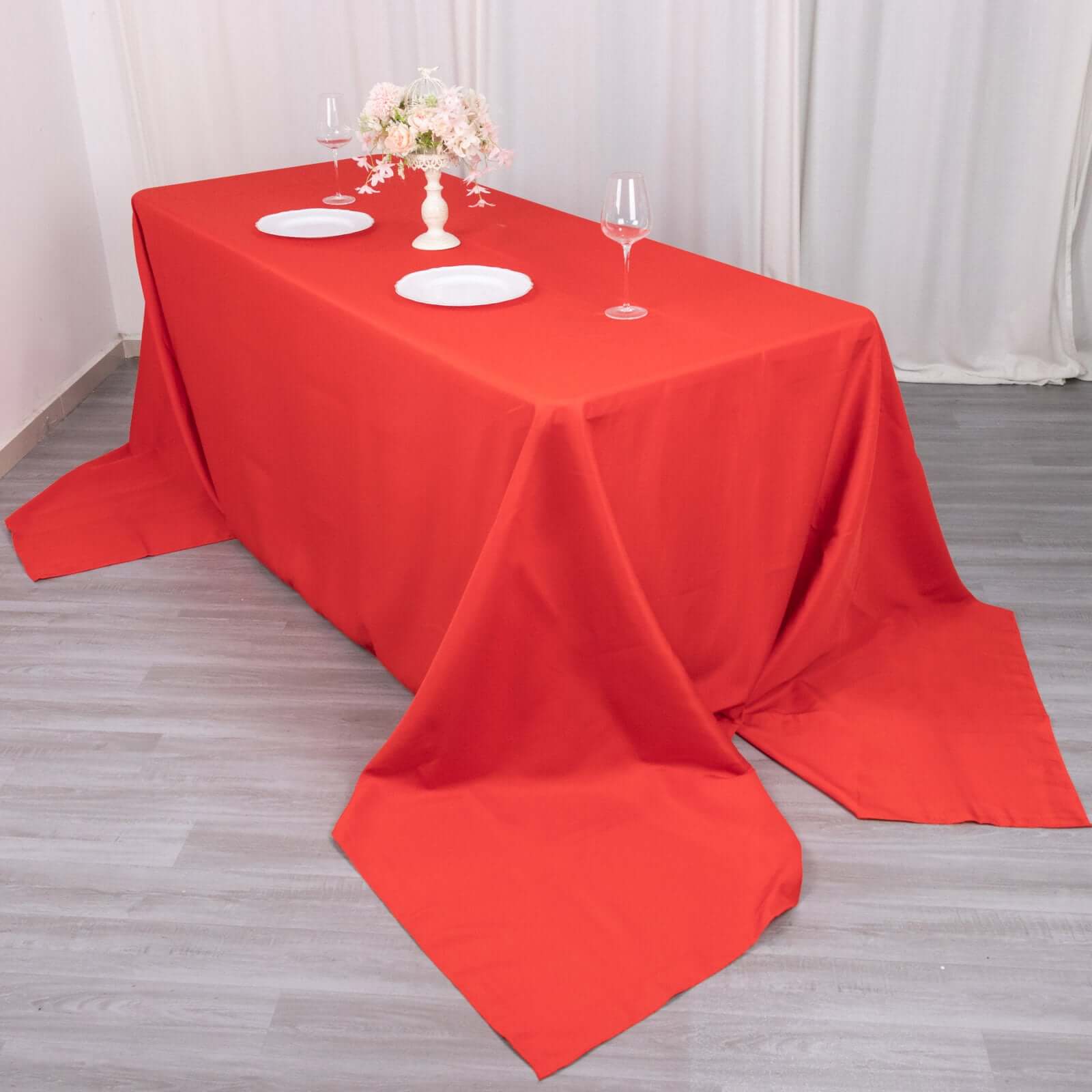 Premium Polyester 90"x156" Rectangle Tablecloth Red - Seamless 220GSM Stain - Resistant Table Cover - Bell Racket Store