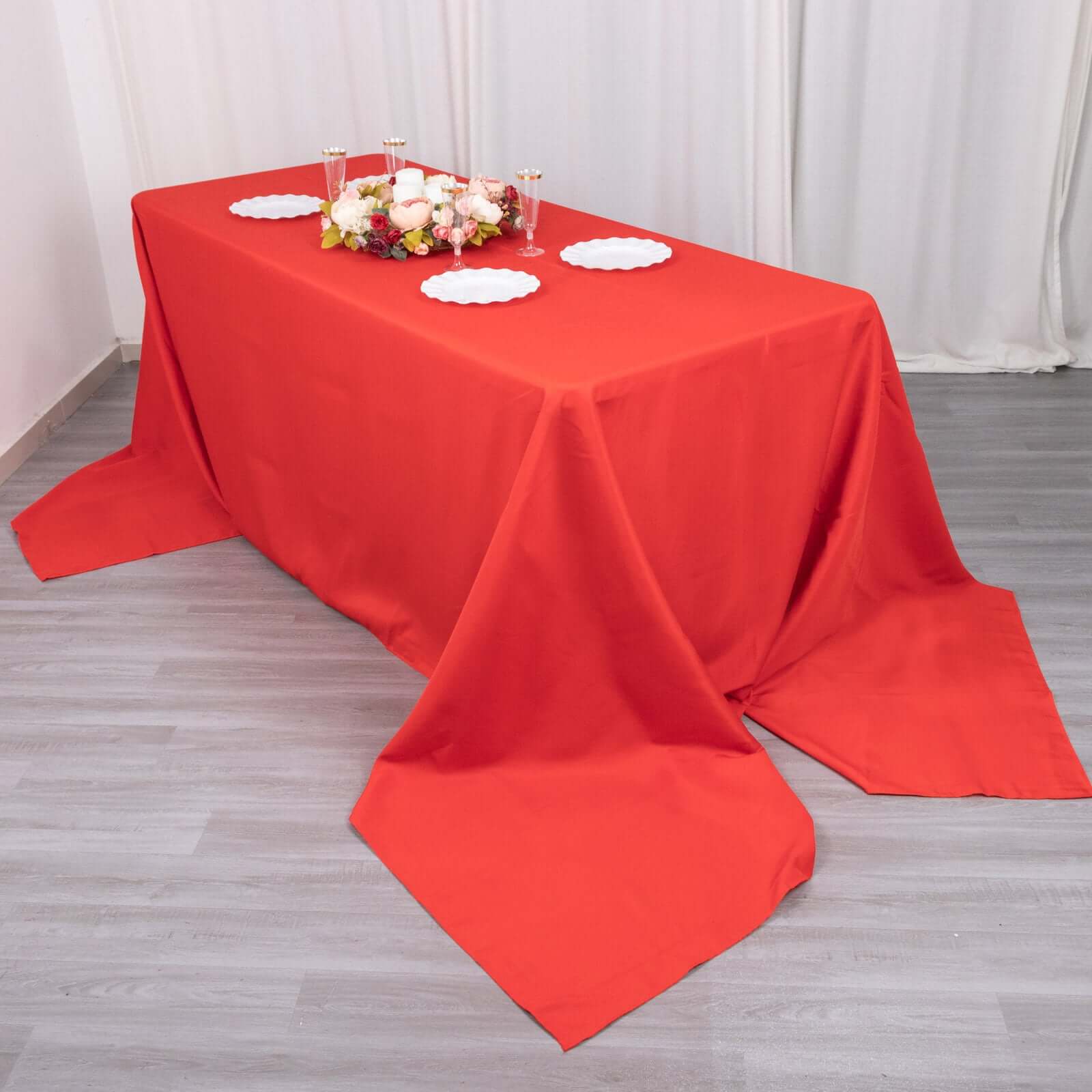 Premium Polyester 90"x156" Rectangle Tablecloth Red - Seamless 220GSM Stain - Resistant Table Cover - Bell Racket Store