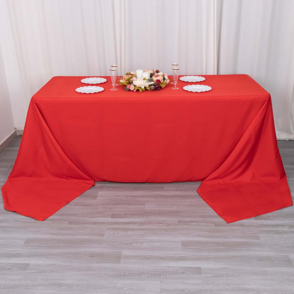 Premium Polyester 90"x156" Rectangle Tablecloth Red - Seamless 220GSM Stain - Resistant Table Cover - Bell Racket Store