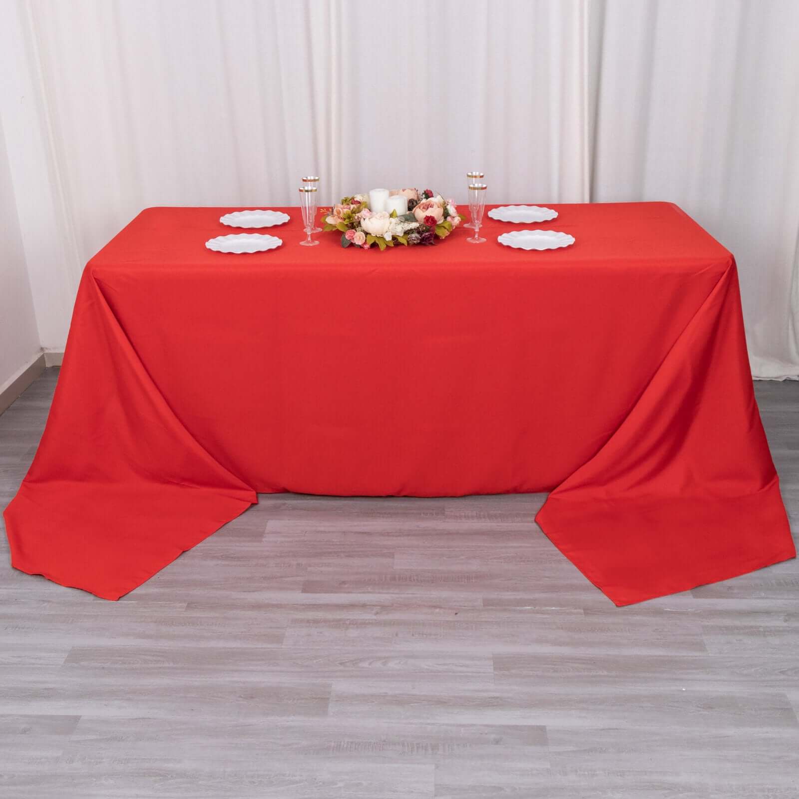 Premium Polyester 90"x156" Rectangle Tablecloth Red - Seamless 220GSM Stain - Resistant Table Cover - Bell Racket Store
