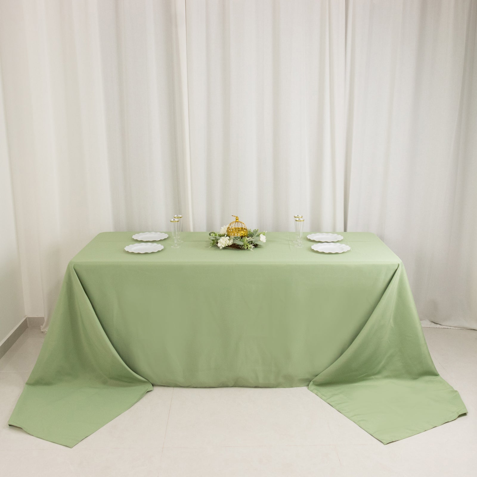 Premium Polyester 90"x156" Rectangle Tablecloth Sage Green - Seamless 220GSM Stain - Resistant Table Cover - Bell Racket Store