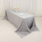 Premium Polyester 90"x156" Rectangle Tablecloth Silver - Seamless 220GSM Stain - Resistant Table Cover - Bell Racket Store