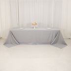 Premium Polyester 90"x156" Rectangle Tablecloth Silver - Seamless 220GSM Stain - Resistant Table Cover - Bell Racket Store