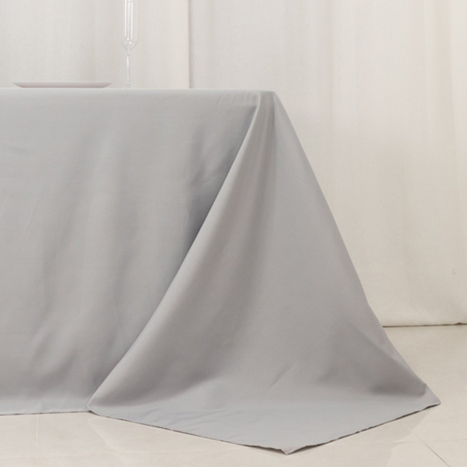 Premium Polyester 90"x156" Rectangle Tablecloth Silver - Seamless 220GSM Stain - Resistant Table Cover - Bell Racket Store