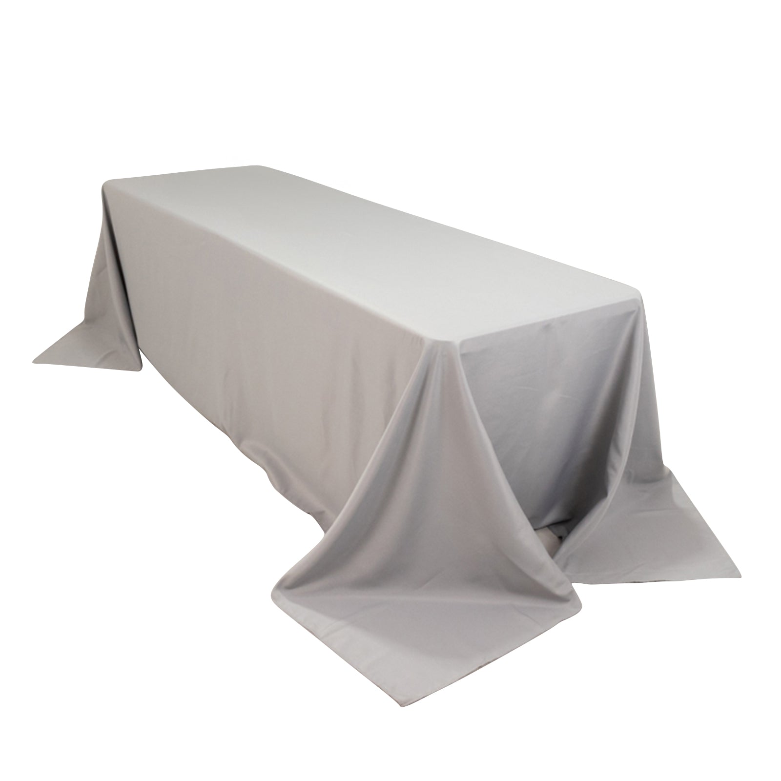 Premium Polyester 90"x156" Rectangle Tablecloth Silver - Seamless 220GSM Stain - Resistant Table Cover - Bell Racket Store