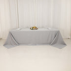 Premium Polyester 90"x156" Rectangle Tablecloth Silver - Seamless 220GSM Stain - Resistant Table Cover - Bell Racket Store