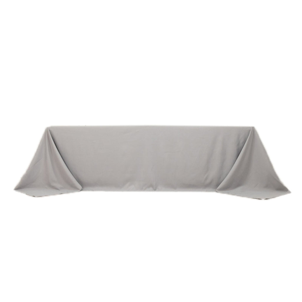 Premium Polyester 90"x156" Rectangle Tablecloth Silver - Seamless 220GSM Stain - Resistant Table Cover - Bell Racket Store