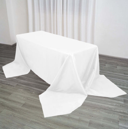 Premium Polyester 90"x156" Rectangle Tablecloth White - Seamless 220GSM Stain - Resistant Design for Classy Events - NestOCart