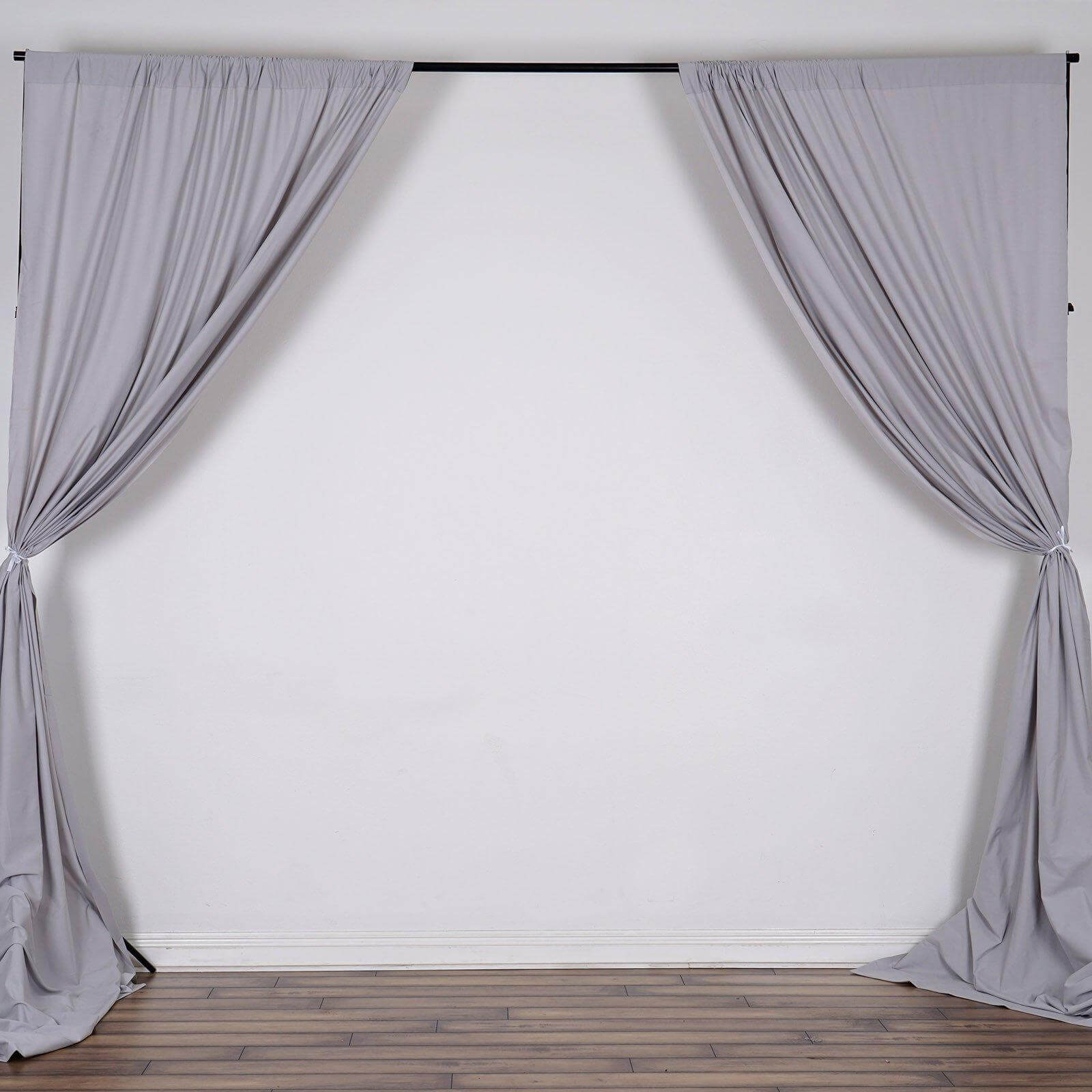 2 Pack Silver Scuba Polyester Event Curtain Drapes, Durable Flame Resistant Backdrop Event Panels Wrinkle Free with Rod Pockets - 10ftx10ft