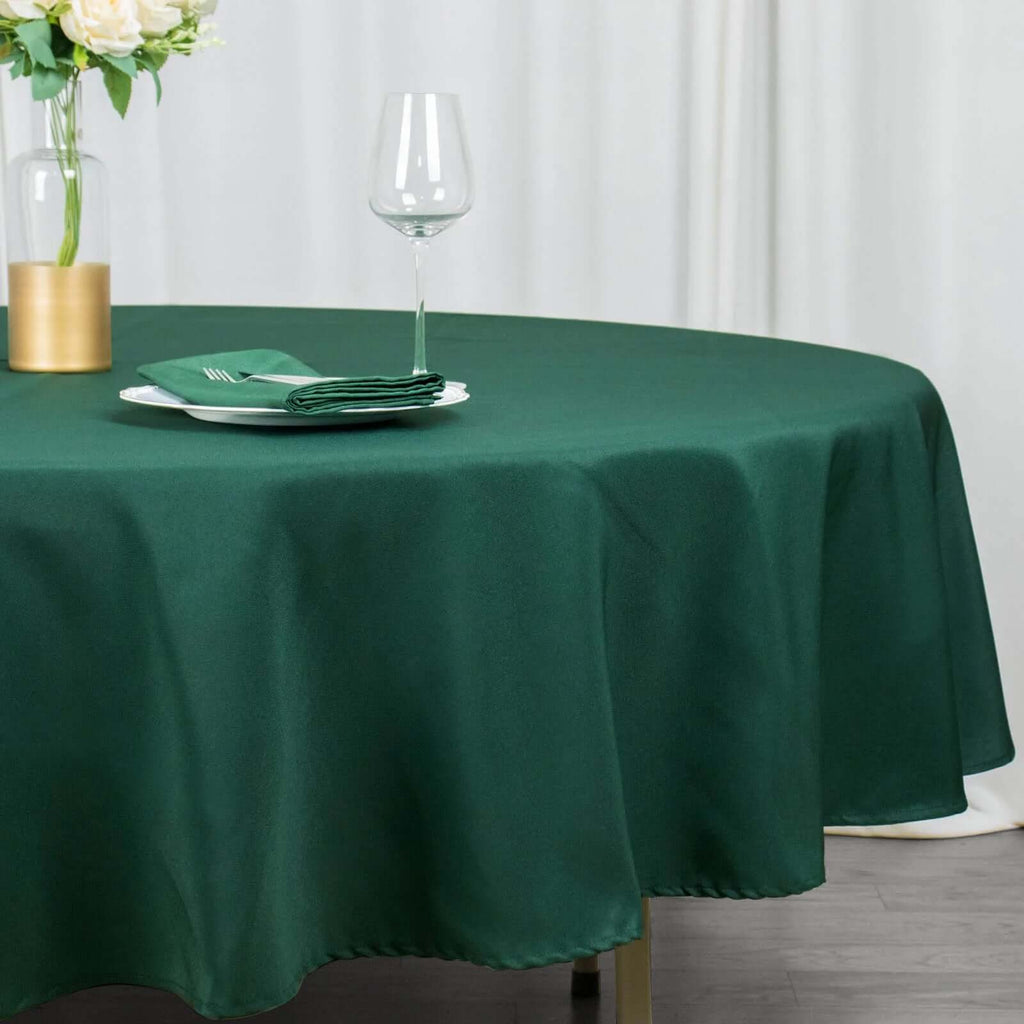 Premium Polyester 90" Round Tablecloth Hunter Emerald Green - Stain and Wrinkle-Resistant Design with 220GSM Thickness Table Cover