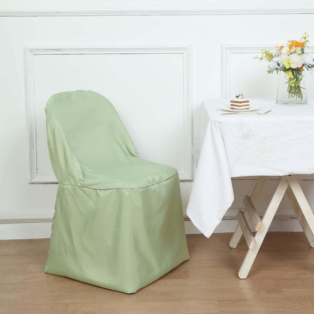 Polyester Slip On Folding Chair Covers Sage Green - Stain-Resistant Reusable Durable Fabric
