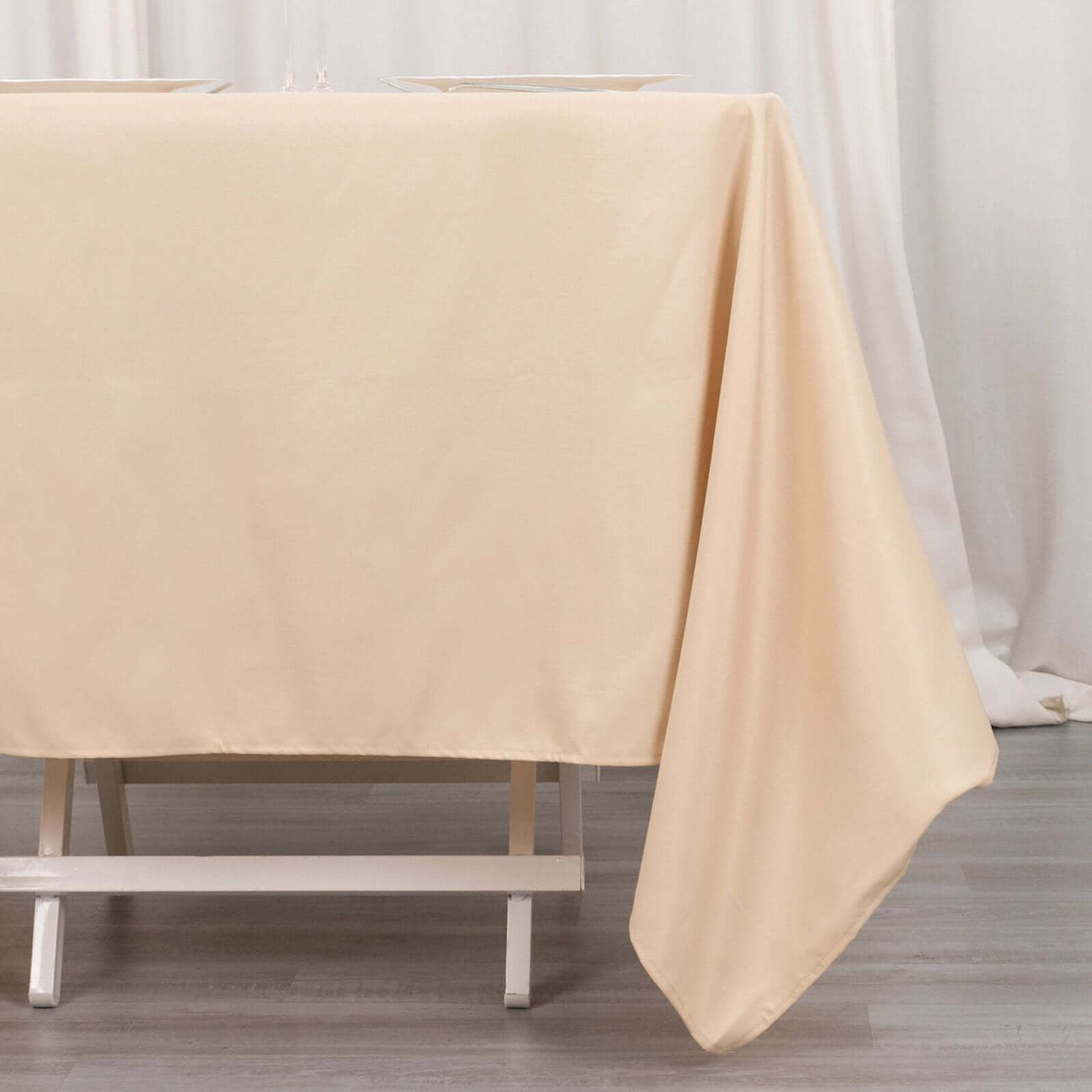 Premium Polyester Square Tablecloth 70"x70" Beige 220GSM Wrinkle - Resistant Table Cover - Bell Racket Store