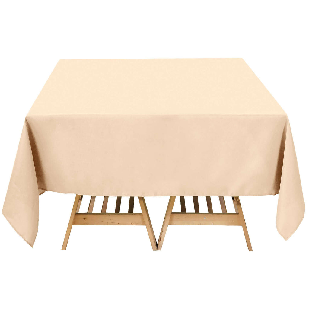 Premium Polyester Square Tablecloth 70"x70" Beige 220GSM Wrinkle - Resistant Table Cover - Bell Racket Store
