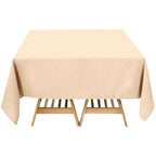 Premium Polyester Square Tablecloth 70"x70" Beige 220GSM Wrinkle - Resistant Table Cover - Bell Racket Store