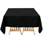 Premium Polyester Square Tablecloth 70"x70" Black 220GSM Wrinkle-Resistant Table Cover